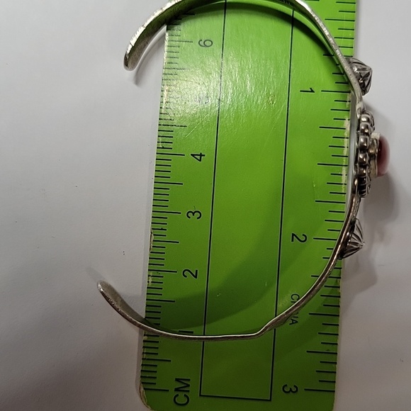 Sterling Silver Style Orange Oval Stone Cuff Bracelet - Picture 10 of 11